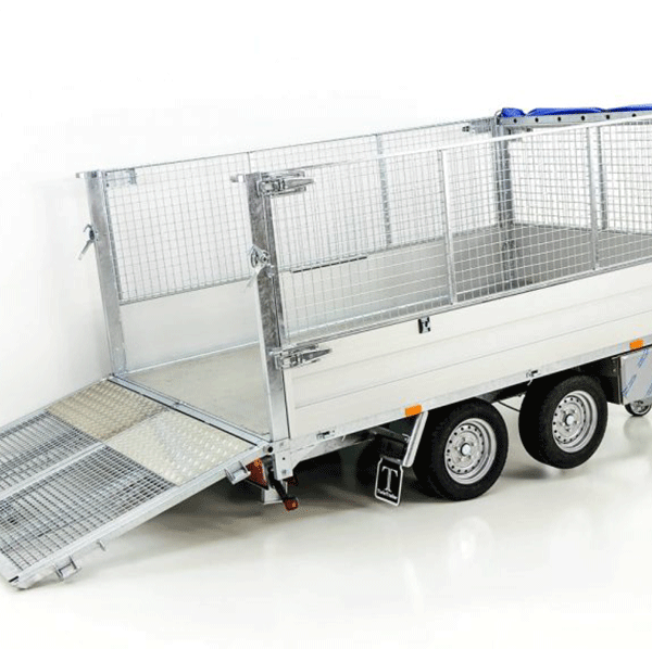 Twintrailer Benne basculante arrière multiple TT30-30 – 3,0 t | 120 cm | Tandem | Filet