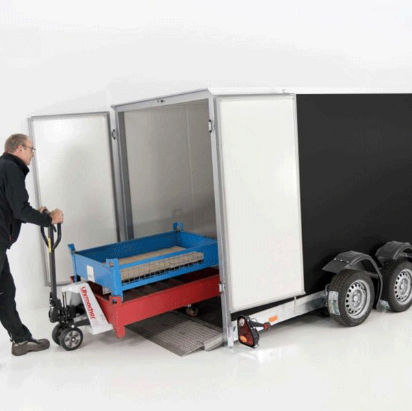 Remorque abaissable Vezeko 157x344cm hauteur:190cm 2,7t|noir